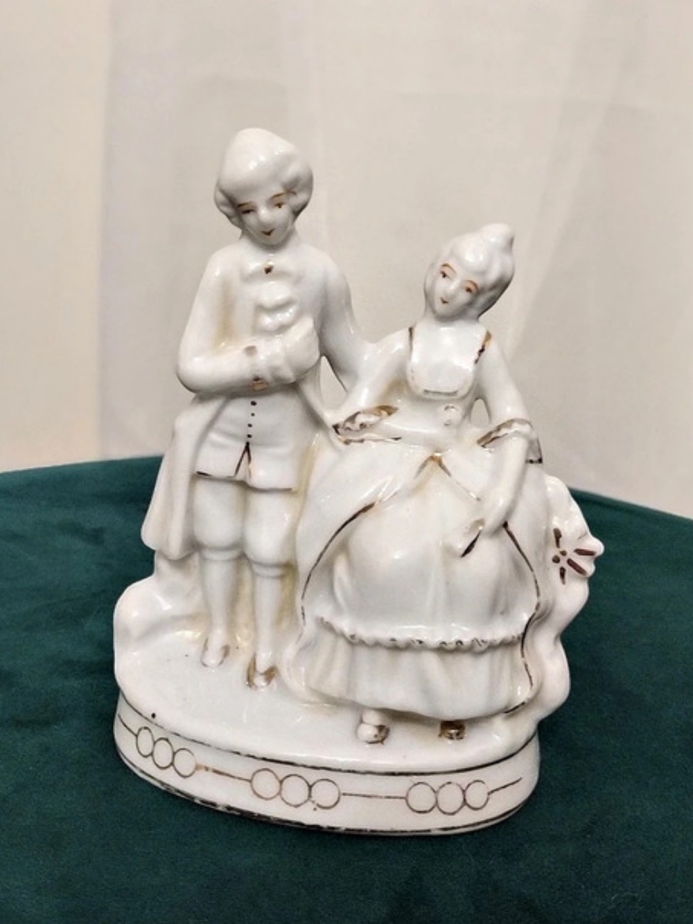 Vintage Japanese Porcelain Figurine of Victorian-style Couple Mid-20th-century